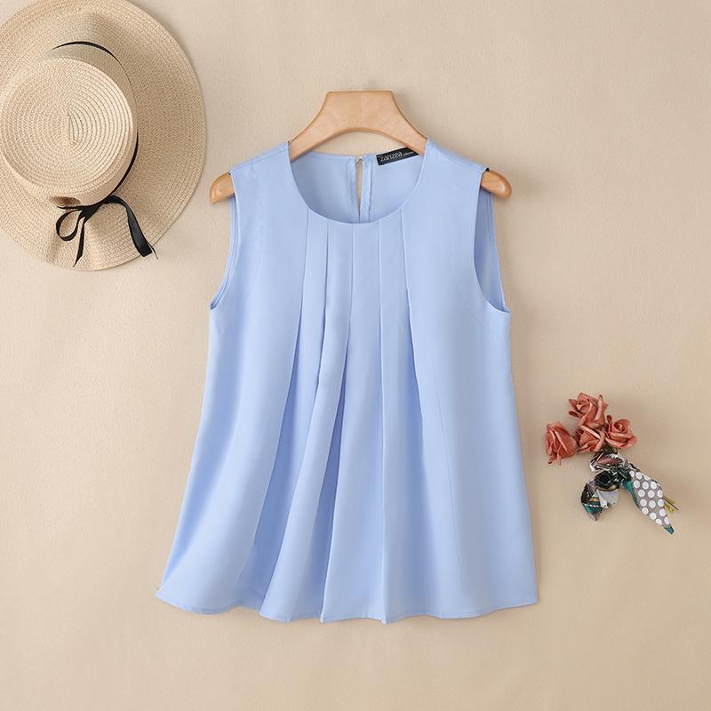 ZANZEA Women Casual Round Neck Summer Sleeveless Tank Tops
