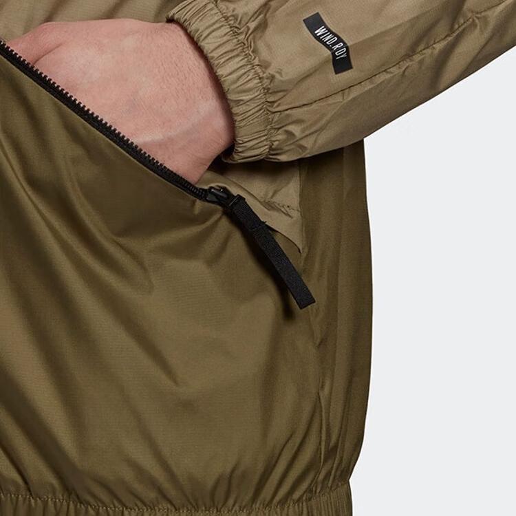 Adidas Logo Graphic Colorblock Windbreaker Jacket Men Outerwear Olive GT6577