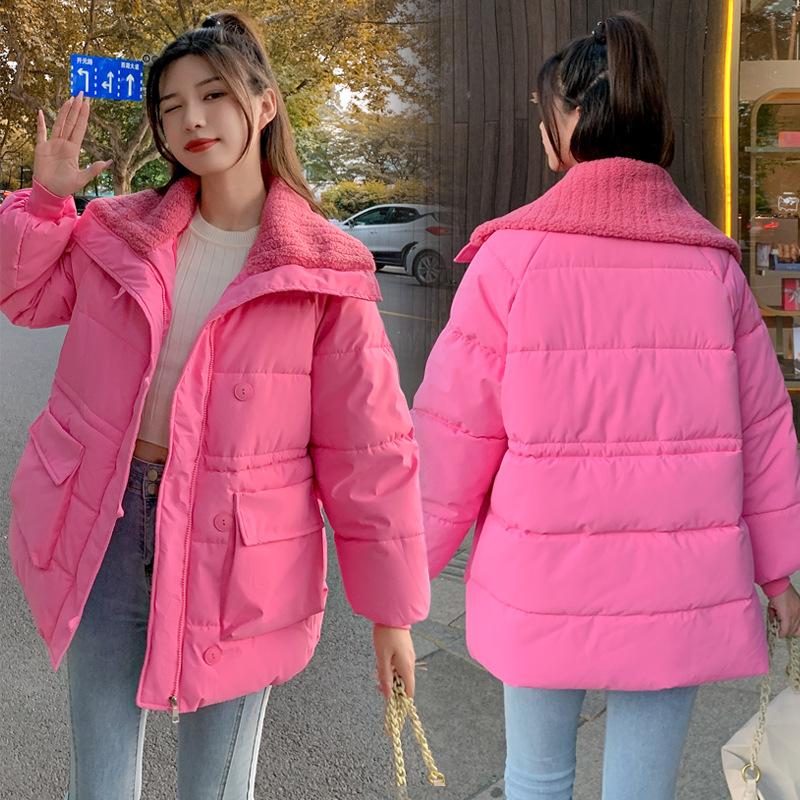 2025 new padded clothes Korean version thickened women's loose padded jacket with a sense of design large lapel padded jacket is versatile Korean