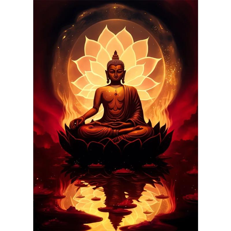 Lotus Meditation Buddha Statue Sculpture Art Poster Aesthetics Zen Religion Canvas Painting Edition Living Room Wall Home Decor