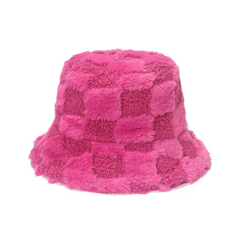 Unisex Bucket Hat Striped Women Men Fishing Fisherman Hat Autumn Winter Faux Fur Wool Outdoor Warm Panama Cap