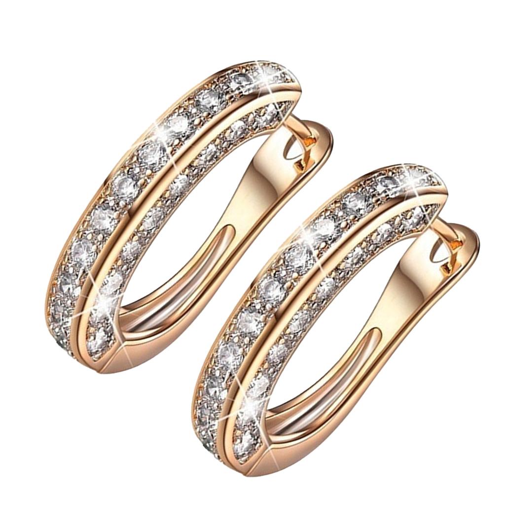 1 Pereche Știfturi de Urechi din Cristal Aurii Ușoare Luciose Rezistente la Culoare Dimensiune Compactă Rotunde Modă pentru Femei Fete