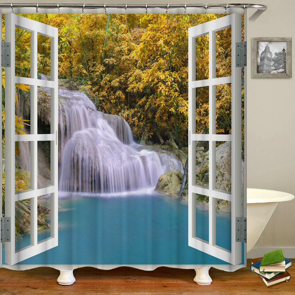 Rural Idyllic Flowers European Garden Shower Curtain Bathroom Waterproof 3d Printed Bath Curtains With 12 Hooks Polyester Cloth