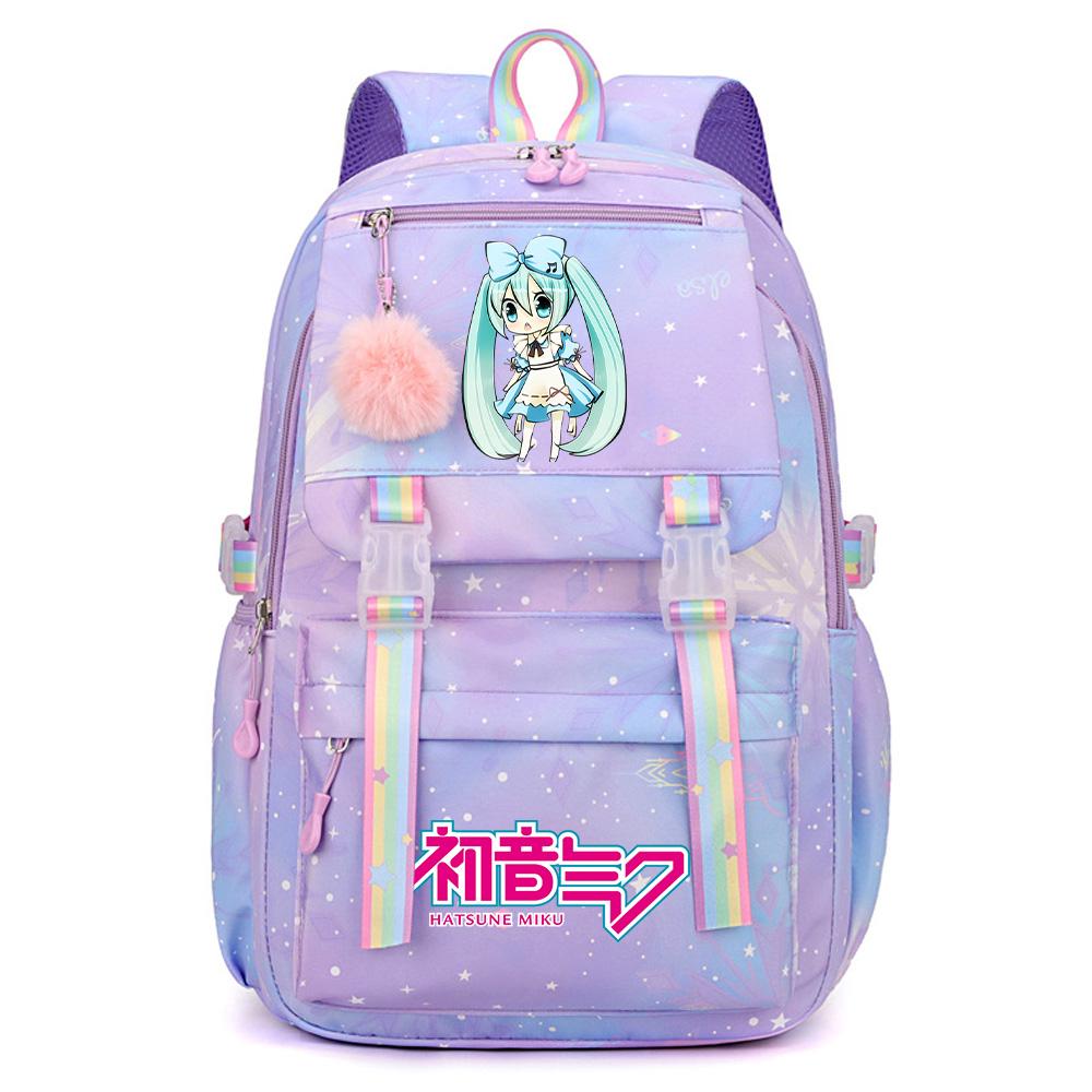 Anime Anime Hatsune Miku Bedruckter Rucksack mit großem Fassungsvermögen, wasserdicht, für Teenager, Schüler, Mädchen, Jungen, Schultasche, Büchertasche, Reisetasche