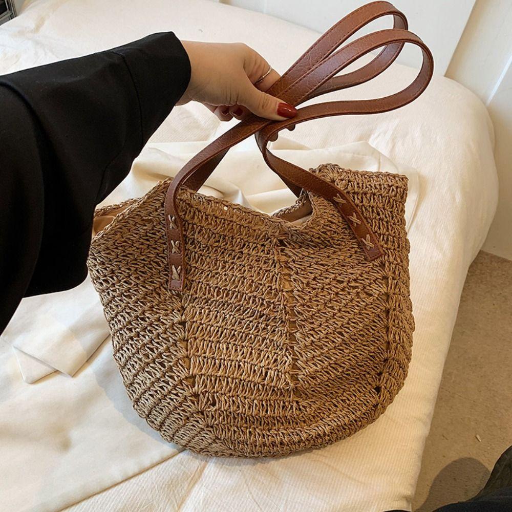 

Tote Bag Raffia Bag Hollow Out Beach Bag Fashion Weave Straw Bag Holiday хаки