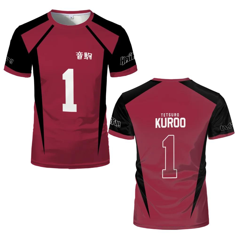 Cosplay Costume School Volleyball Club Men Sportswear Tee Kids Anime Haikyuu Nekoma Jersey Uniform T-shirt Kozume Tetsurou Kuroo