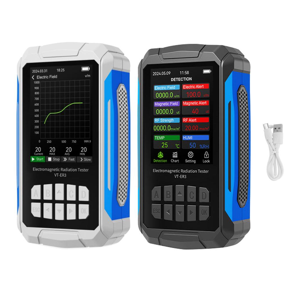 Electromagnetic Field Radiation Detector 2.8in TFT Color Display Rechargeable 5 In 1 Radiation Dosim