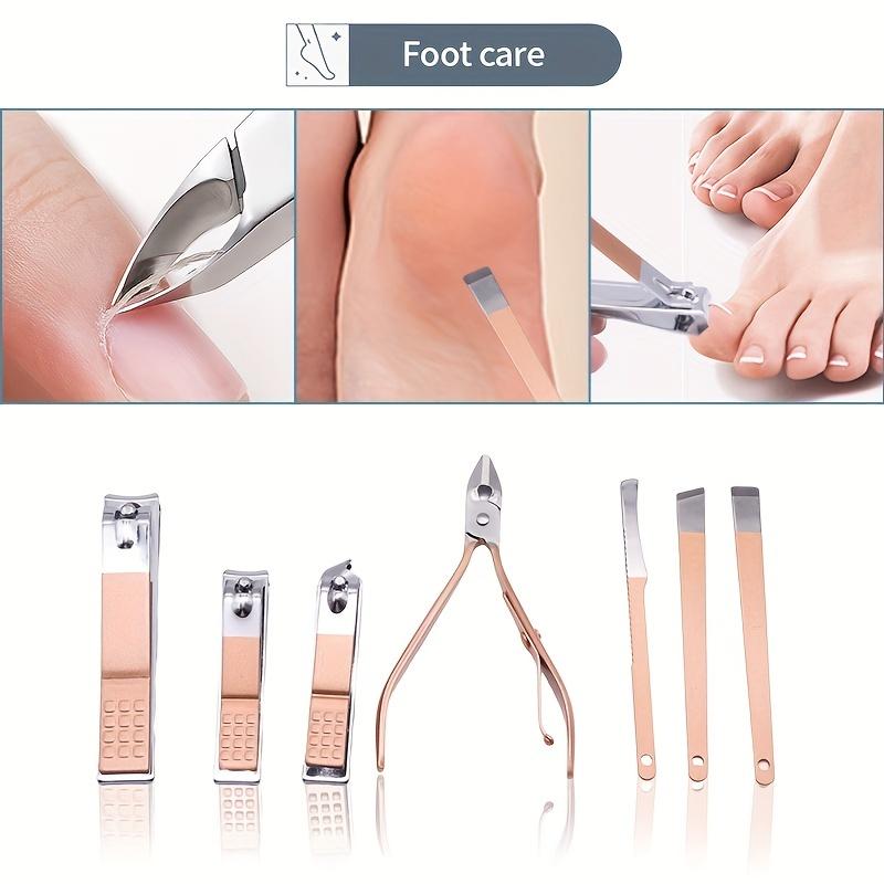 Set profesional de tuns unghii din oțel inoxidabil 18-în-1 pentru pedichiură și manichiură - Set multifuncțional pentru unghii zilnic și salon!