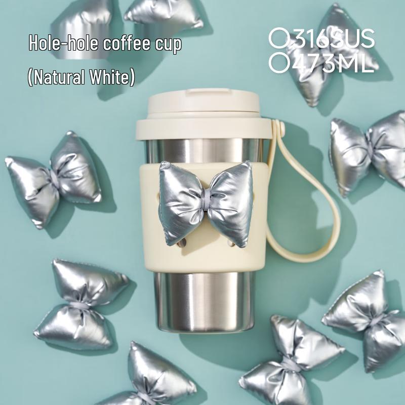 HOLOHOLO Přenosný 316L Nerezový Izolovaný Hrnček na Kávu se Slámkou