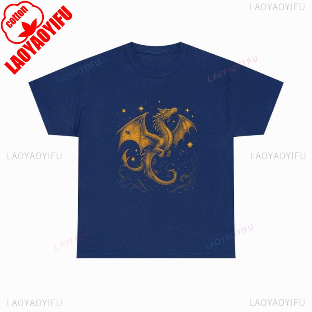 Celestial Dragon Shirt Gold Fantasy TShirt Mystic Dragon Sweatshirt Moon Star Dragon Tee Magic Creature Gift Tshirt Men Women T S