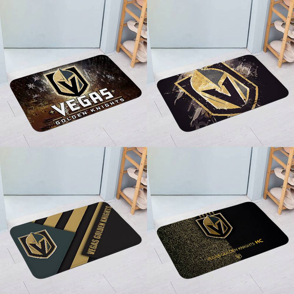A-Hockey-Vegas-Golden Knights Emblem Floor Mats Living Room Decor Lounge Area Anti-slip Foot Mat Entrance Doormat