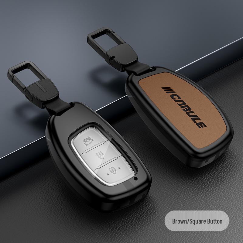 Bilnyckelskydd för Beijing Hyundai Mistra, Elantra, ix35, Festa, ix25 - Metall-läderväska med spänne.