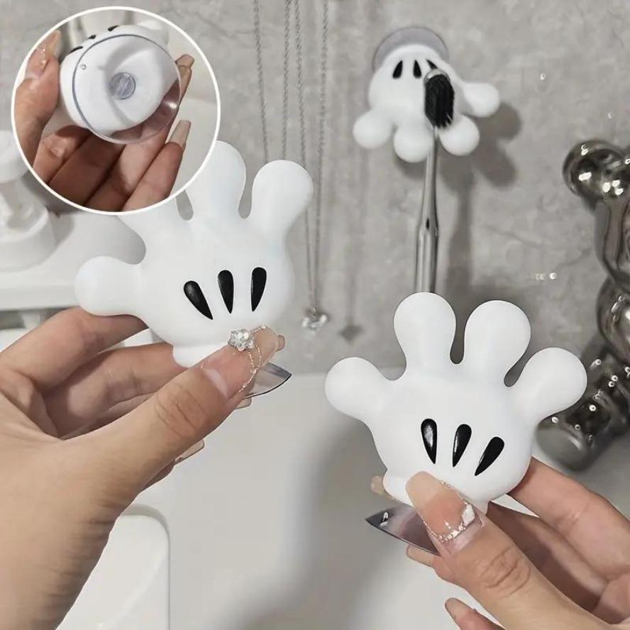 Cartoon Palm Tree Suction Cup Bathroom Waterproof Toothbrush Towel Rack Multifunctional Data Cable Storage Hook