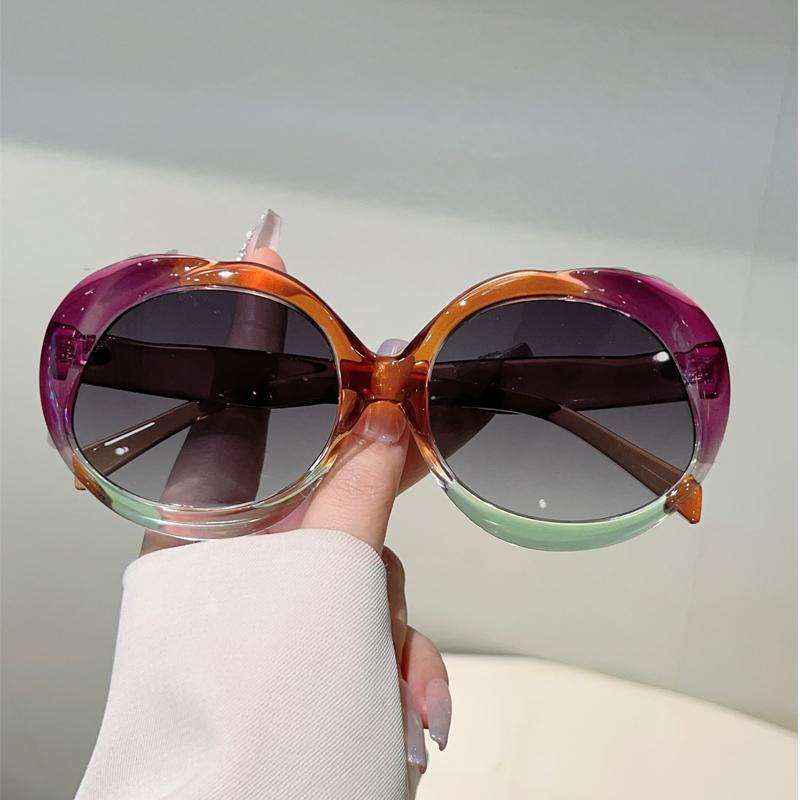 Oversized Round Sunglasses  Fashion Gradient Multicolor Outdoor Shades Trendy Brand Design Beach Holiday Sun Glasses