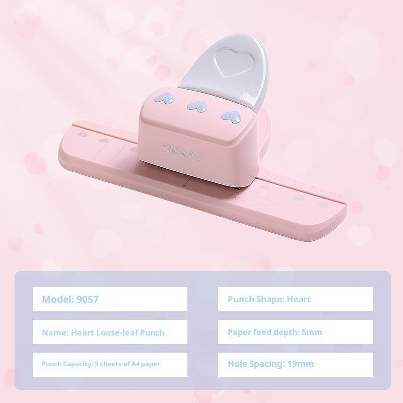 

Love Shape 3 Hole Punch 4Mm Dia 19Mm Space Loose Leaf Notebooks Scrapbooking Puncher Pink For A4 A5 A6 A8 Pocket Puncher рожевий