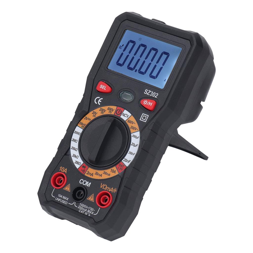 Digital Multimeter Hintergrundbeleuchtung Hohe Genauigkeit Automatisch LED-Anzeige DC AC Voltmeter mit Taschenlampe Schwarz