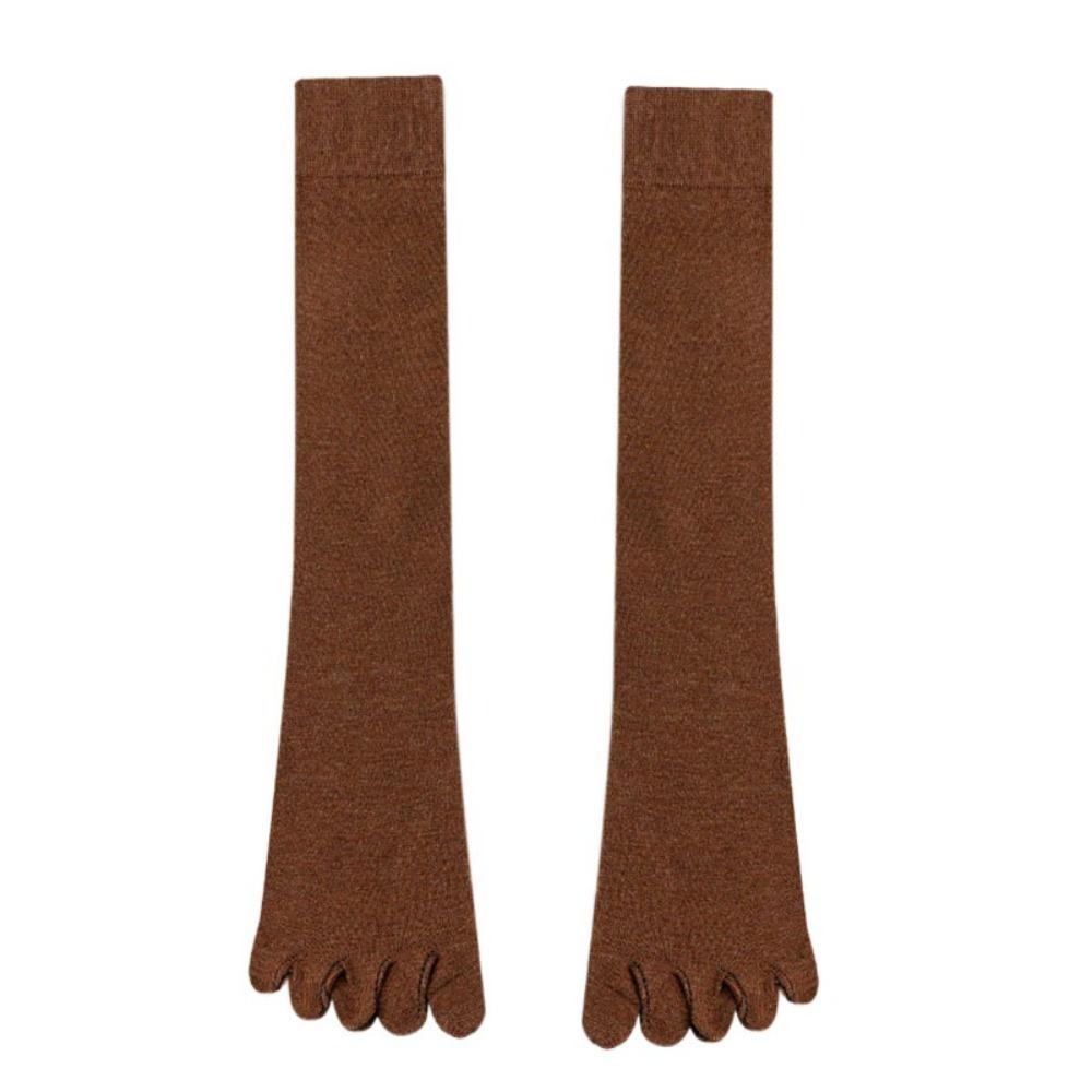 

Противоскользящие длинные носки с пятью пальцами Харадзюку JK гольфы до икры Модные носки средней длины Женские Девичьи коричневый