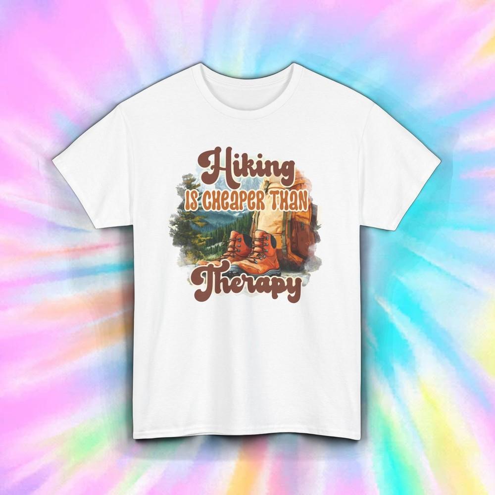 

Hiking Is Cheaper Than Therapy Shirt Funny Outdoors Nature Trek Tee S-5XL 4XL