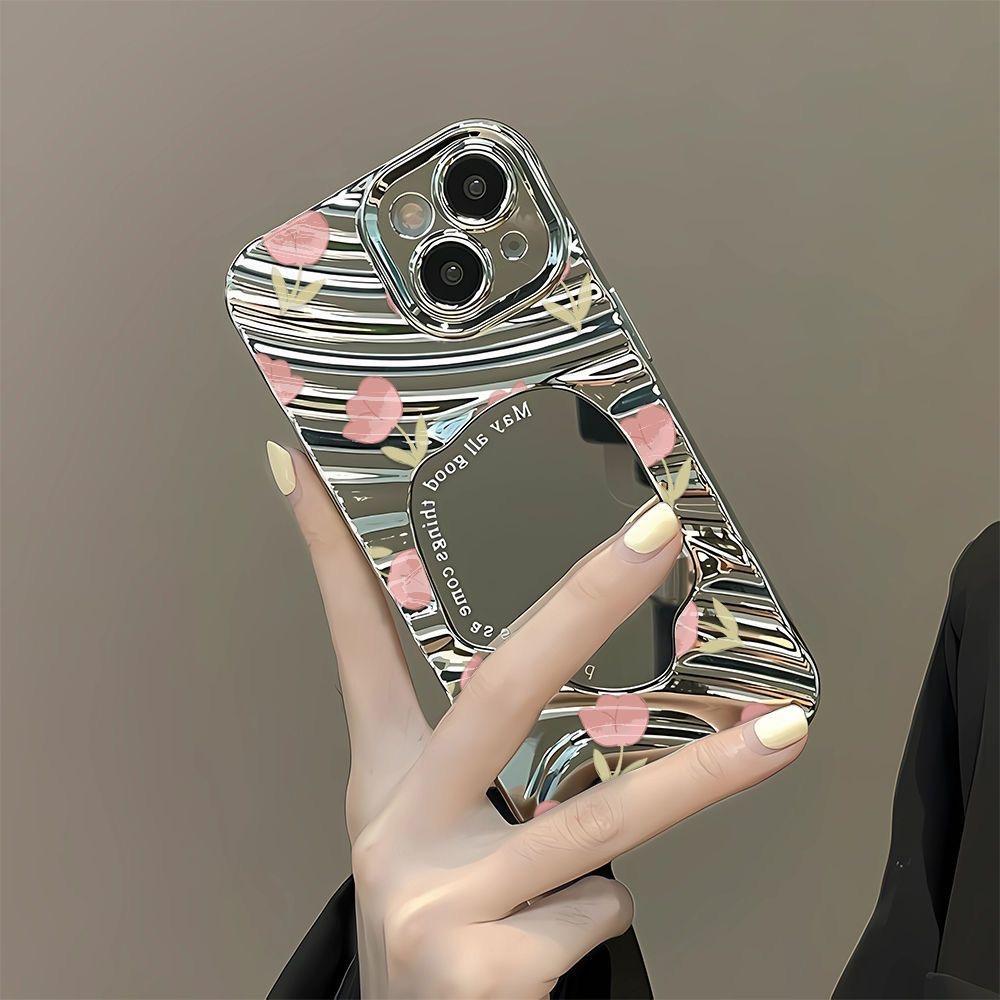 Mirror Phone Case for iPhone 16 11 13 14 for 16 Pro 12 13 15 16 Pro Max for Samsung A15 A16 A35 A55 Cute Cloud Flower Puppy Electroplated Phone Case