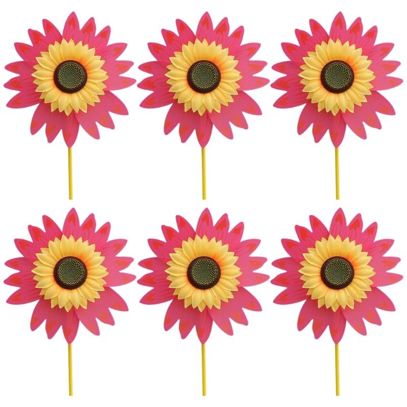 Winds Spinners for Lawns Patio Colorful Sunflower Pinwheel Toy Windmill Bulk 6pcs Party School Event Garden Lawns Pinwheels