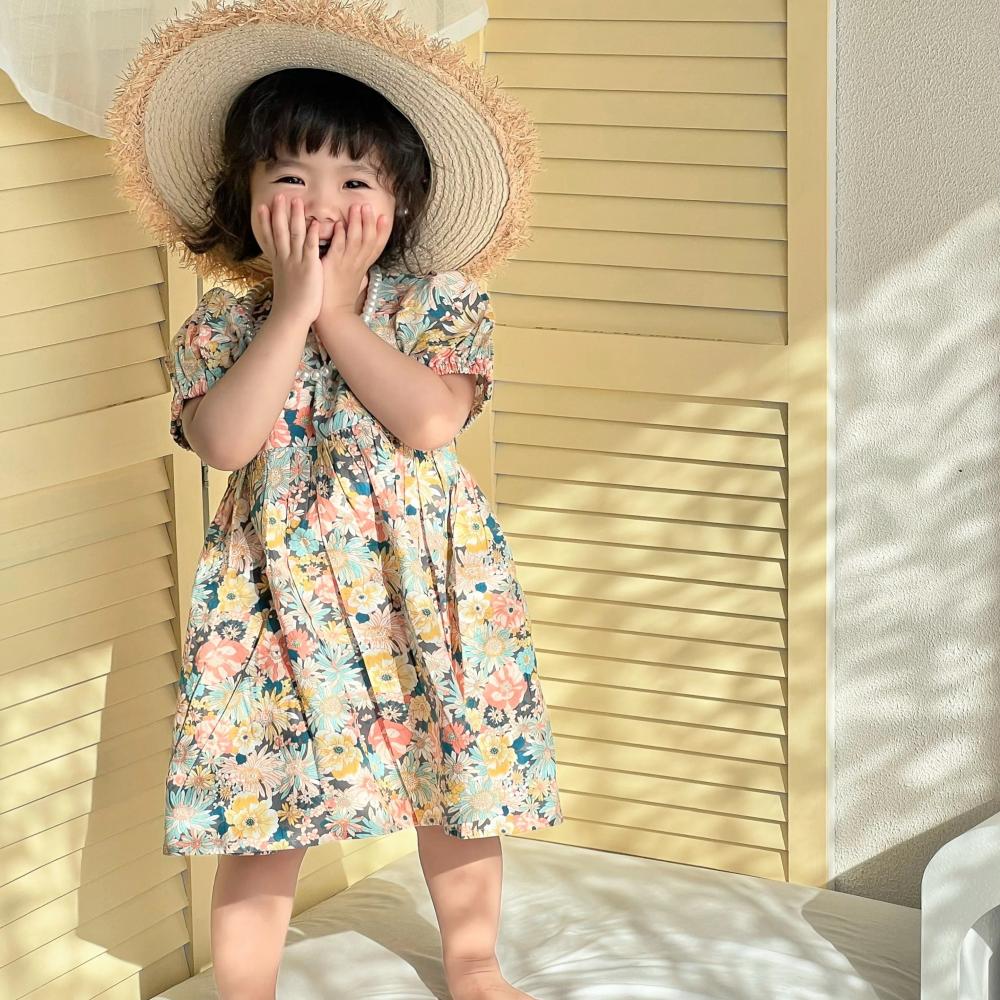 Girls Summer Floral Dress New Children's Baby Fashionable Dress Baby Girl Bow Princess Dress