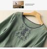 2024 Summer Retro Embroidered Cotton-Linen Colorblock Chinese Style Pullover Shirt