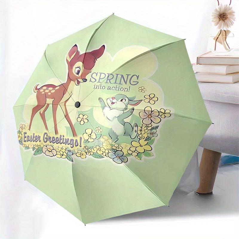 Bambi, Thumper Automatic Opening and Closing Umbrella - 8 Ribs Portable Folding Umbrella with Plastic Handle, Suitable for Leisure and Hallo