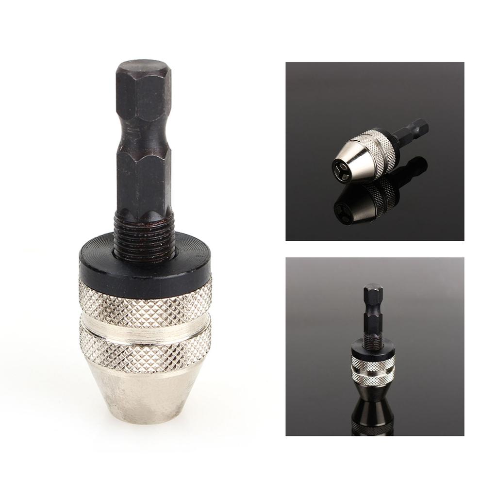 1/4" 0.3~3.6mm Quick Change Keyless Drill Bit Chuck Hex Shank Adapter Converter