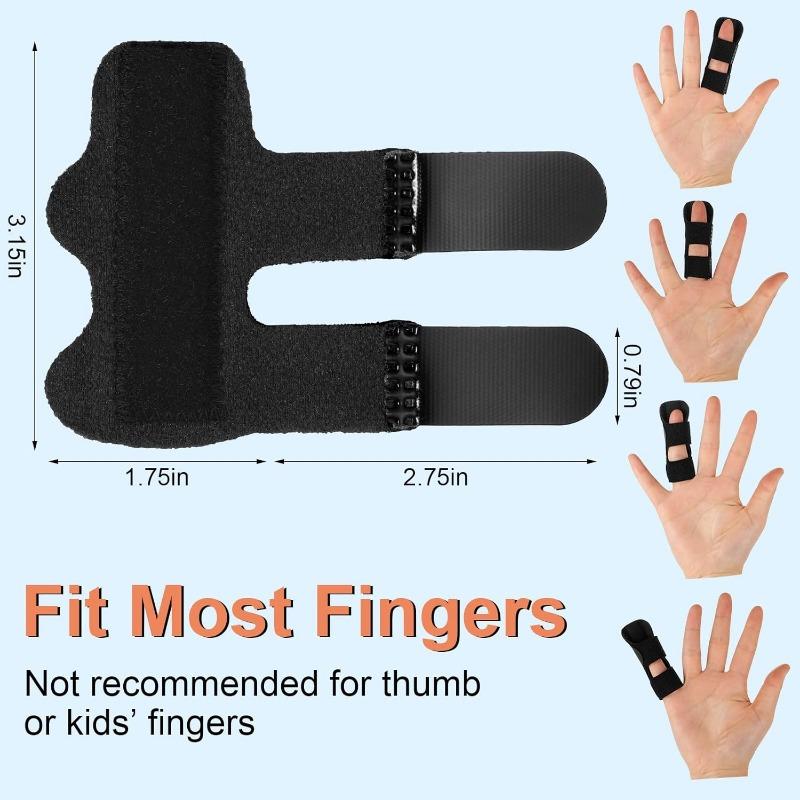 Pack of 4 Finger Splints, Adjustable Finger Support, Finger Stabiliser with Built-in Aluminium Strap for Broken, Tendonitis and Swollen Fingers