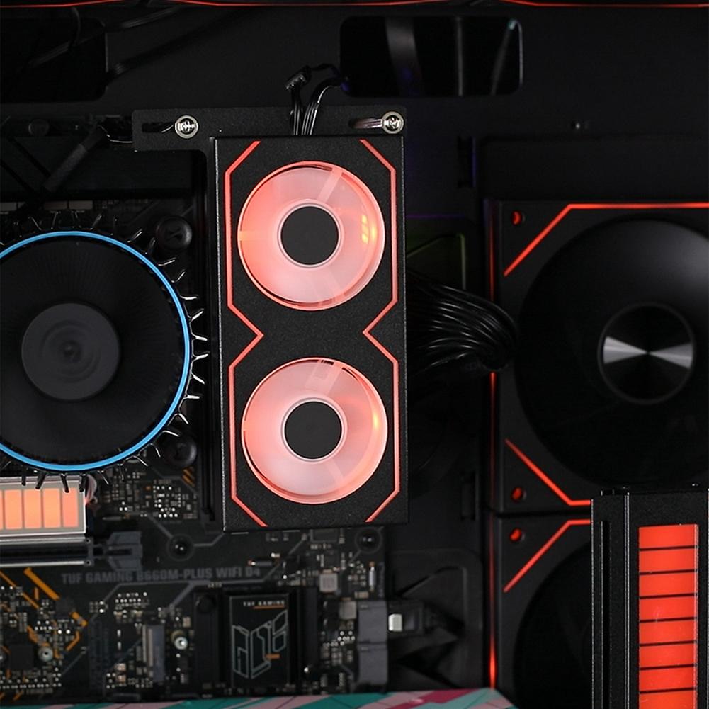 PC Memory Cooling Radiator 4Pin PWM/5V 3Pin ARGB 600 -3600RPM RAM Radiator Heatsink with Dual 5020  Cooling Fans for DDR4 DDR5