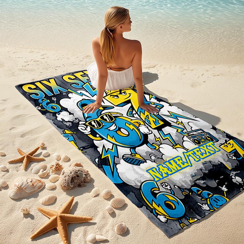 1PC Custom Name "Six Seven Adventure" Beach Towel Highly Absorbent And Sand-Resistant Towel for Swimming, Pool, Yoga, And Travel Lightweight