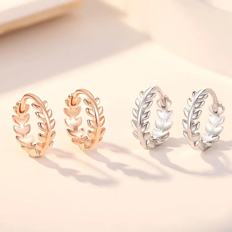Huitan Dainty Leaf Hoop Earrings for Women Trendy Chic Daily Wearable Ear Accessories Girl Birthday Party  Creative Gifts
