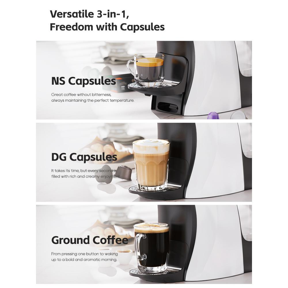 HIBREW H3B 3-in-1 Capsule Coffee Machine, 20Bar Pressure, 850ml Water Tank, 7-temp Settings, Magnetic Cup Holder Adjustment