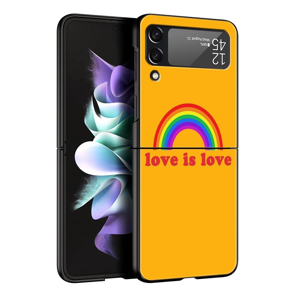 Gay Lesbian Rainbow Pride Hard PC Phone Case For Samsung Galaxy Z Flip 7 6 5 4 Black Cover For Galaxy Z Flip 3 Foldable Shell