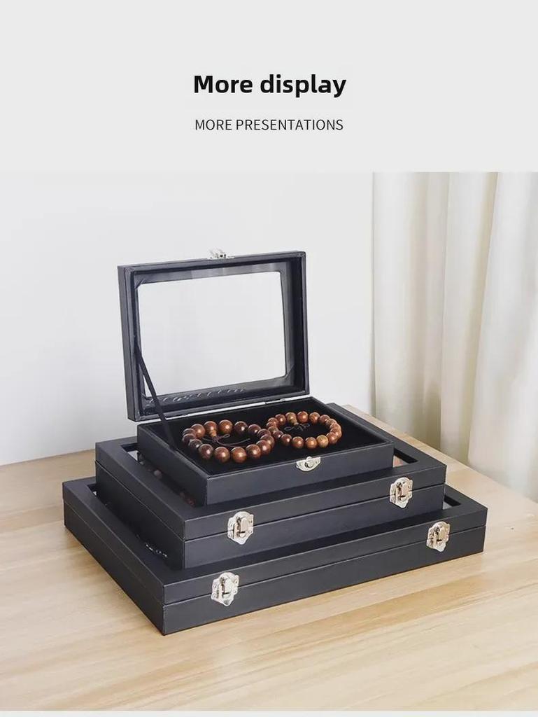 Luxury Buddhist Beads Jewelry Box with Lid: Dustproof Storage for Bracelets, Earrings, and Jade Accessories.