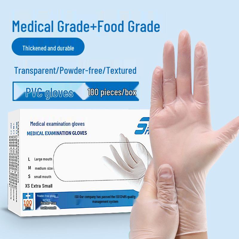 100er-Pack Einweg-PVC-Handschuhe - Industrie-, Reinigungs- und Lebensmittelecht; Medizinische Qualität