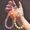 Macaron Beaded Flower Phone Lanyard - Japanese & Korean INS Style Wrist Strap