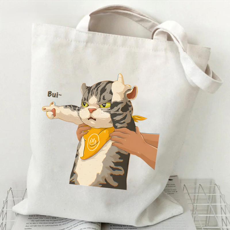 

Женская сумка с изображением мультяшного кота, забавная сумка с изображением котенка из аниме, сумка через плечо для отдыха и учебы, большая вместительная сумка-тоут