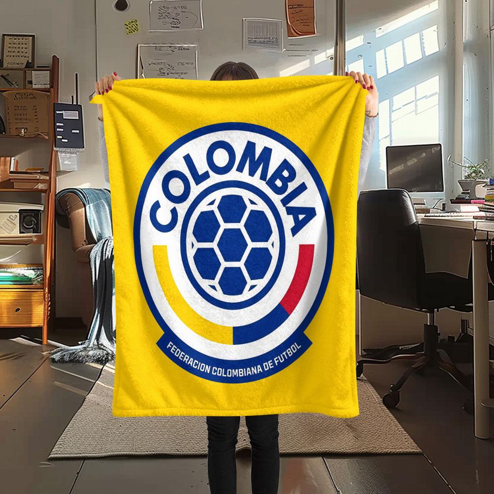 Colombia football Printed Flannel Blanket, soft throw for bedroom sofa, washable,soccer fan merchandise, great gift.
