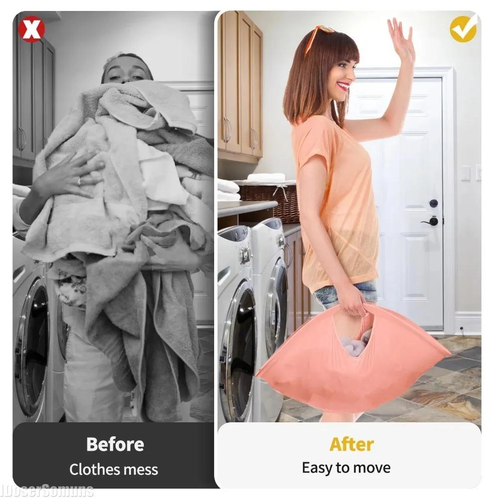 Ins 26-inch Laundry Storage Basket Foldable Pop-up Basket Dirty Clothes Bag Portable Container Home Space Saving Organizer