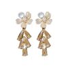 French retro flower pearl fringed earrings women's personality sweet temperament earrings light luxury high-end elegant earrings