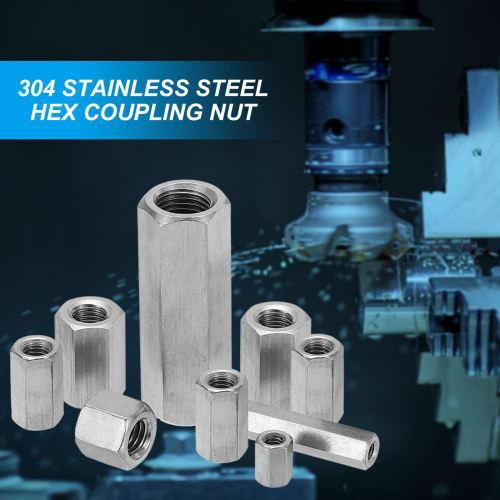 PATIKIL M10 X 1.25 High Nuts Hex Couplings, 6pcs, 30mm/1.2" Long, Fully Threaded Rod Coupling Nuts, Stud Connector Fasteners, Silver Tone