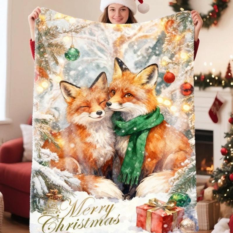 (1pc)Lovely Christmas Animal Blanket Fuzzy Cartoon Blanket for Kids Teens Great New Year Gifts