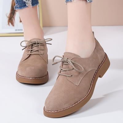 Casual Lace-up Women's Suede Low-top Leather Shoes