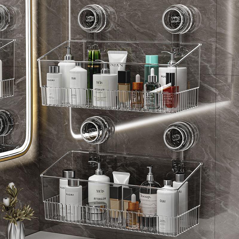 Elegant Faucet Suction Cup Storage Rack for Bathroom Cosmetics and Washbasin Essentials