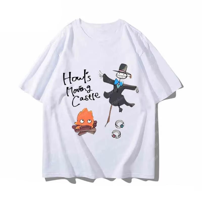 Hayao Miyazaki Hayao Moving Castle Anime Spirited Away Joint Name Around T-Shirt Men s and Women s Short Sleeve Cotton T-shir... S разноцветный