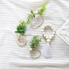 Green Plant Napkin Ring with Hemp Rope & Wood Bead for Hotel Table Settings