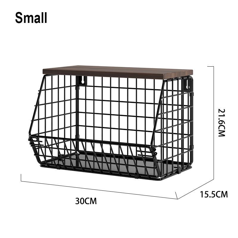 

Stackable Fruit Baskets Kitchen Counter Hanging Wire Baskets with Wood Lids Countertop Vegetable Fruit Snack Storage Organizer