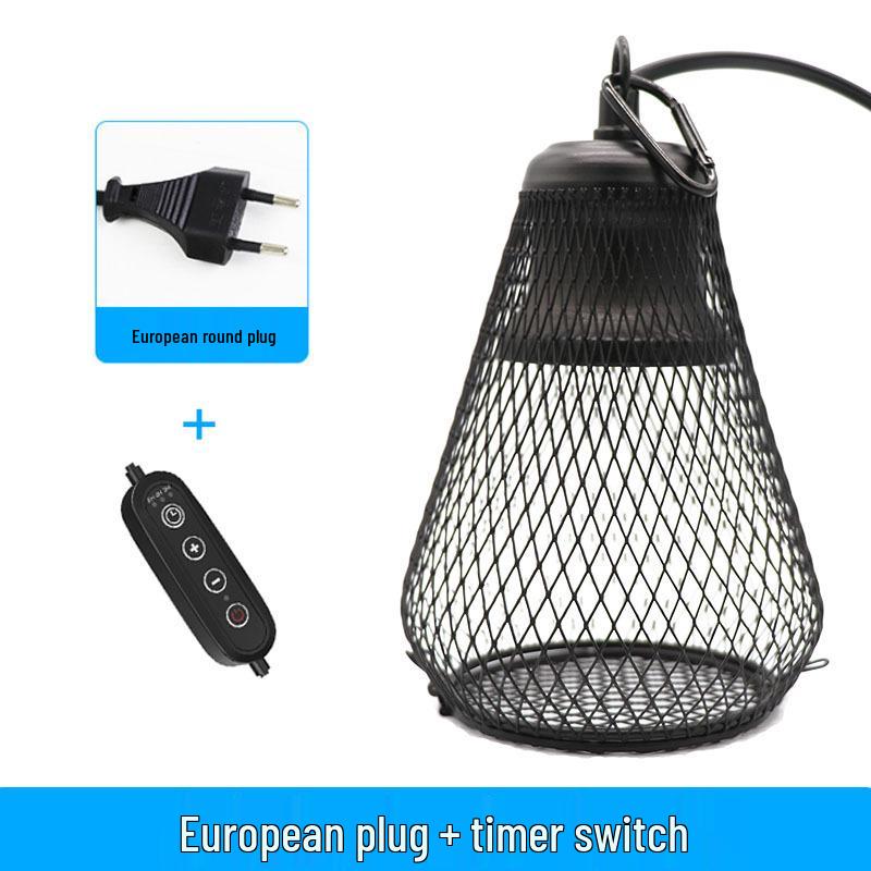 

Adjustable Timer Reptile Heat Lamp with Mesh Cover for Pets EU switch (shade only)