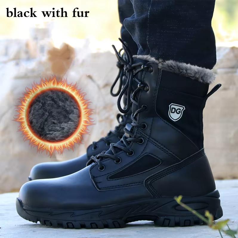 New Fashion Mens Safety Boots Outdoors Worker Steel Toe Caps Boot Lace-up Cow Leather Working Botas Security Shoes Protection